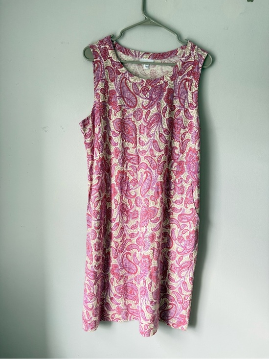 J. Jill Dresses & Skirts - J. Jill Sleeveless Paisley Sunmer Dress Pattern Boho Cotton Pink Purple Size M
